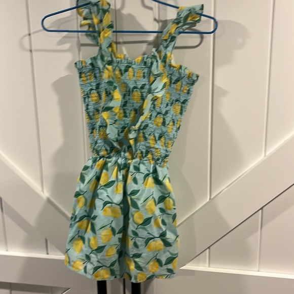 Janie and Jack Lemon 🍋 Printed Cotton Smocked Romper. Girls size 12. EUC!! - Picture 5 of 5